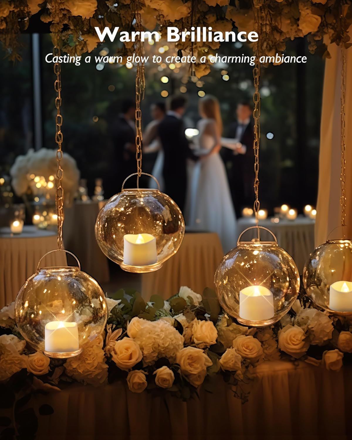 Communicates the product's ability to create a warm, charming glow for special occasions and romantic settings, emphasizing the aesthetic and emotional ambiance it provides.