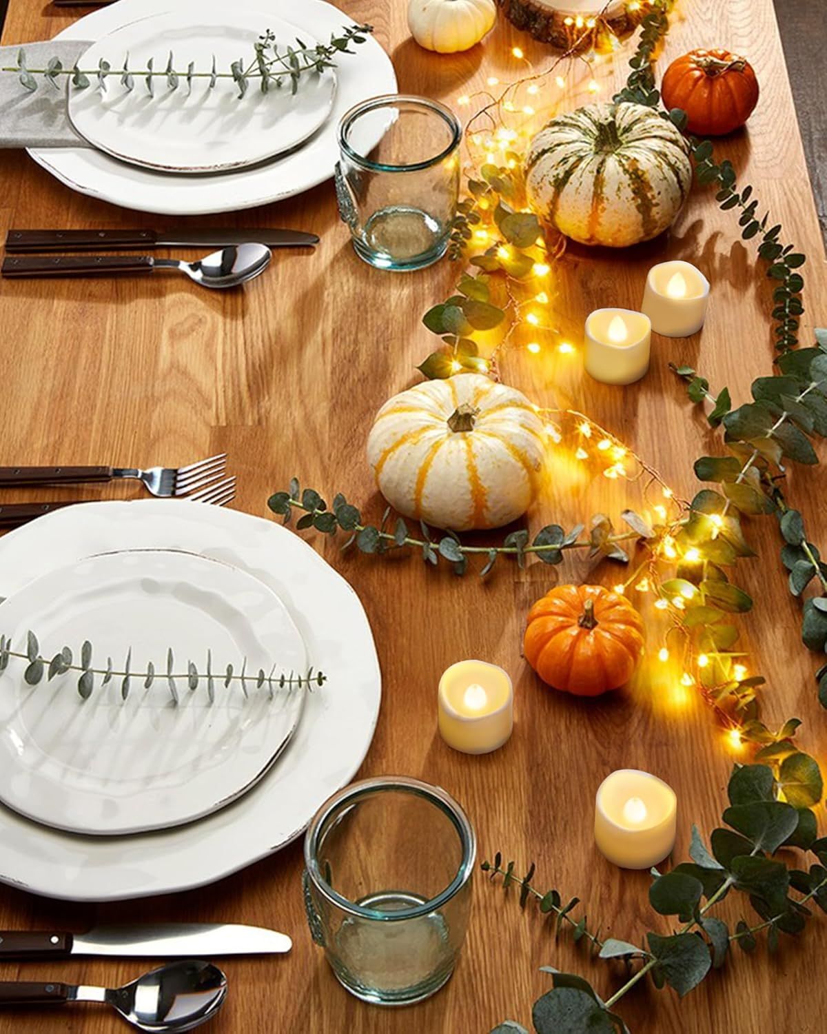 Positions the product (likely string lights, candles, or table decor items) as perfect for seasonal entertaining and holiday gatherings, creating an emotional connection to fall celebrations and…