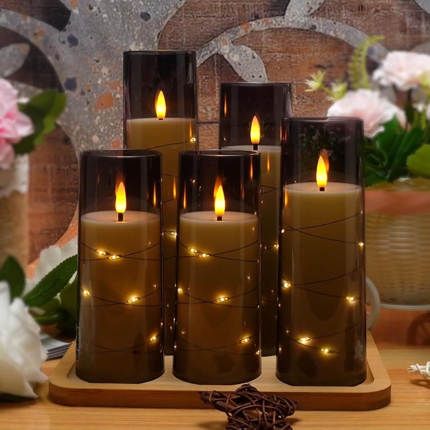 Showcases the product in a real-world home setting to help shoppers visualize how the candles create ambiance and fit into their decor.