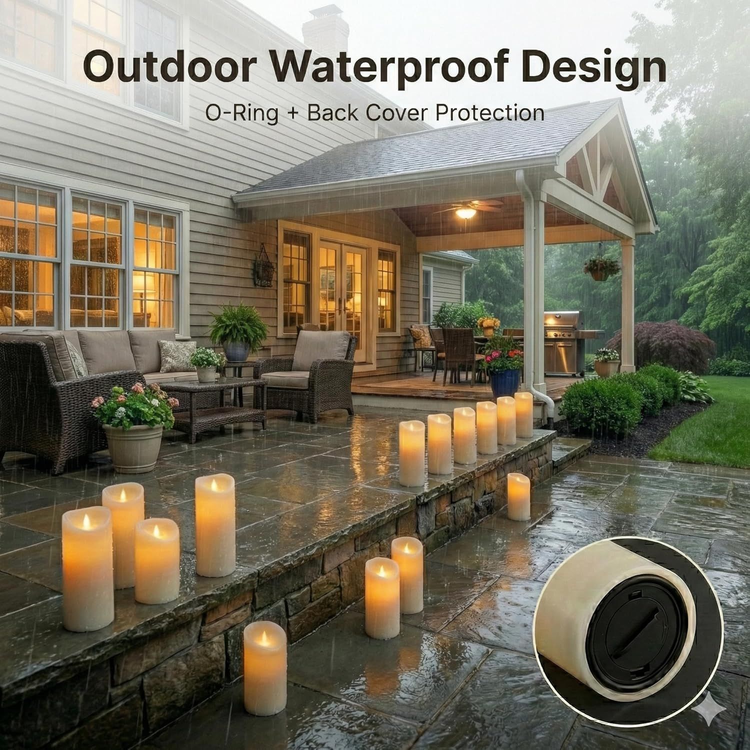 Communicates that the product is waterproof and designed for outdoor use, reassuring shoppers that it can withstand wet conditions and outdoor environments.