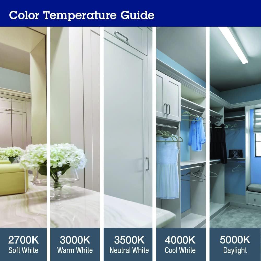 Educates shoppers on the different color temperature options available in the product line, helping them choose the right lighting tone for their space.