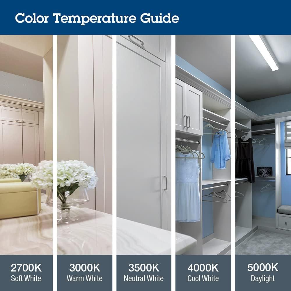Educates shoppers on the different color temperature options available in the product line, helping them choose the right lighting tone for their space.
