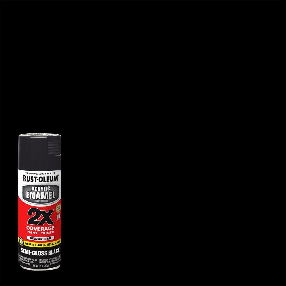 Provides a clean, catalog-style view of the Rust-Oleum spray paint can on a pure black background with no text overlays or design elements, allowing shoppers to see the product clearly.