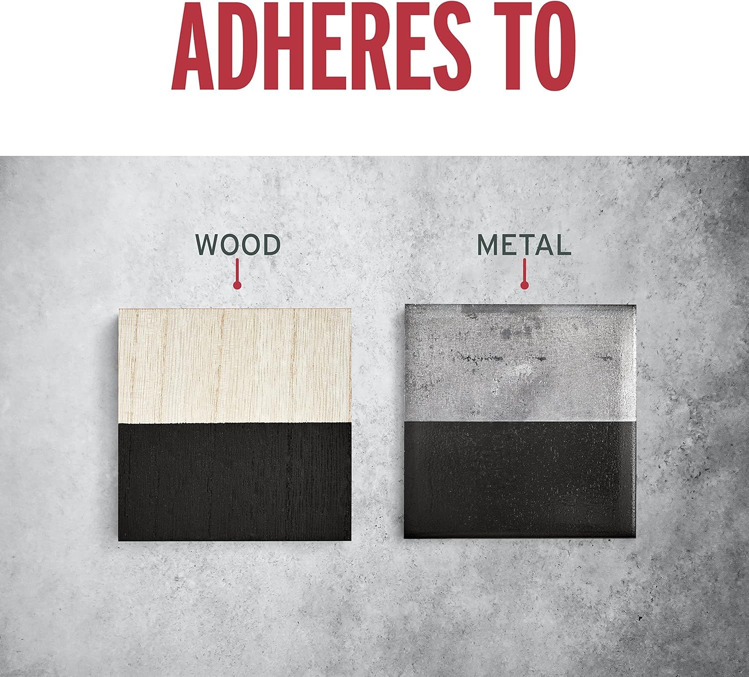 Demonstrates that the product adheres effectively to multiple surface types (wood and metal), reassuring shoppers of its versatility and broad application range.