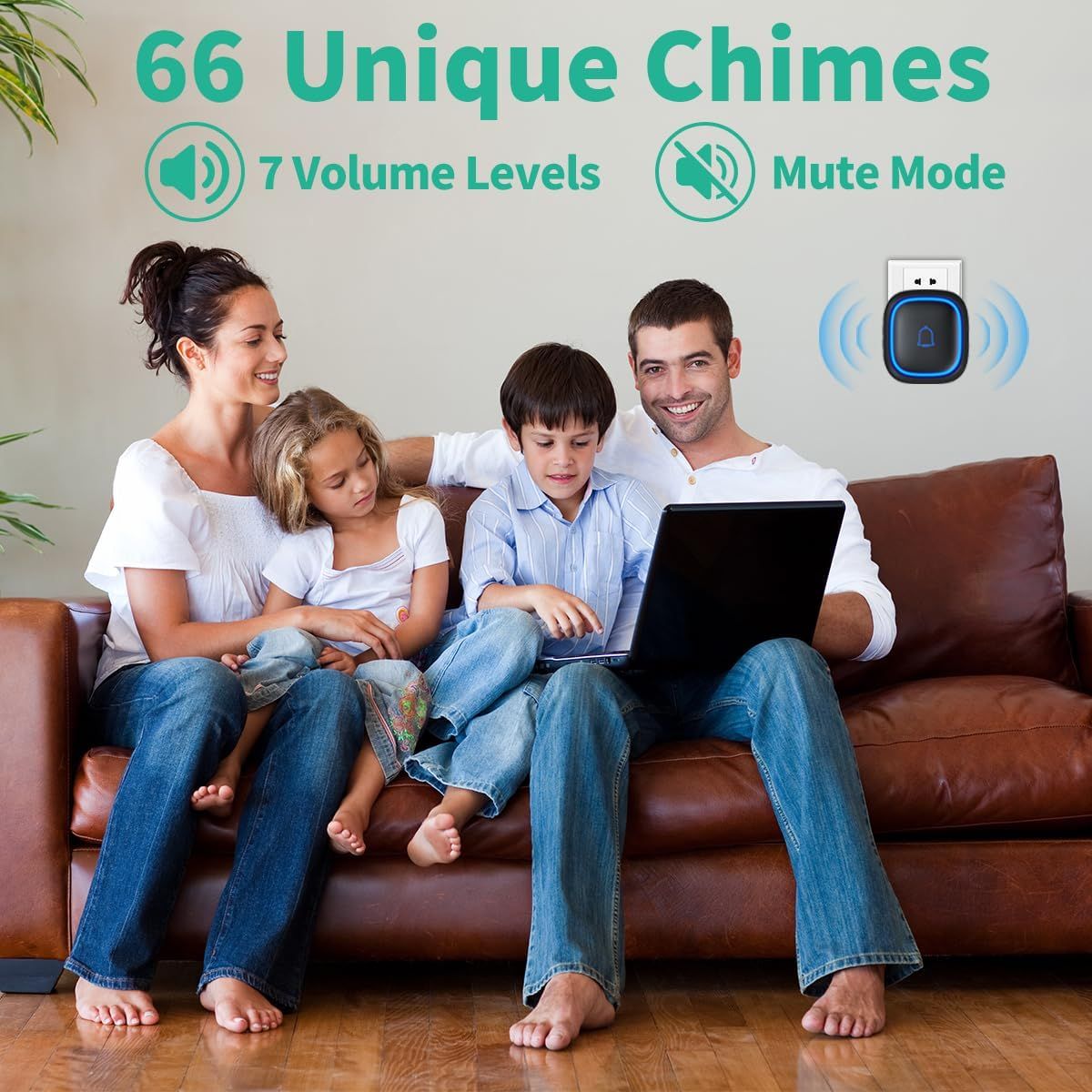 Communicates the doorbell's versatility and customization options, reassuring shoppers they can personalize sound settings to fit their household needs.
