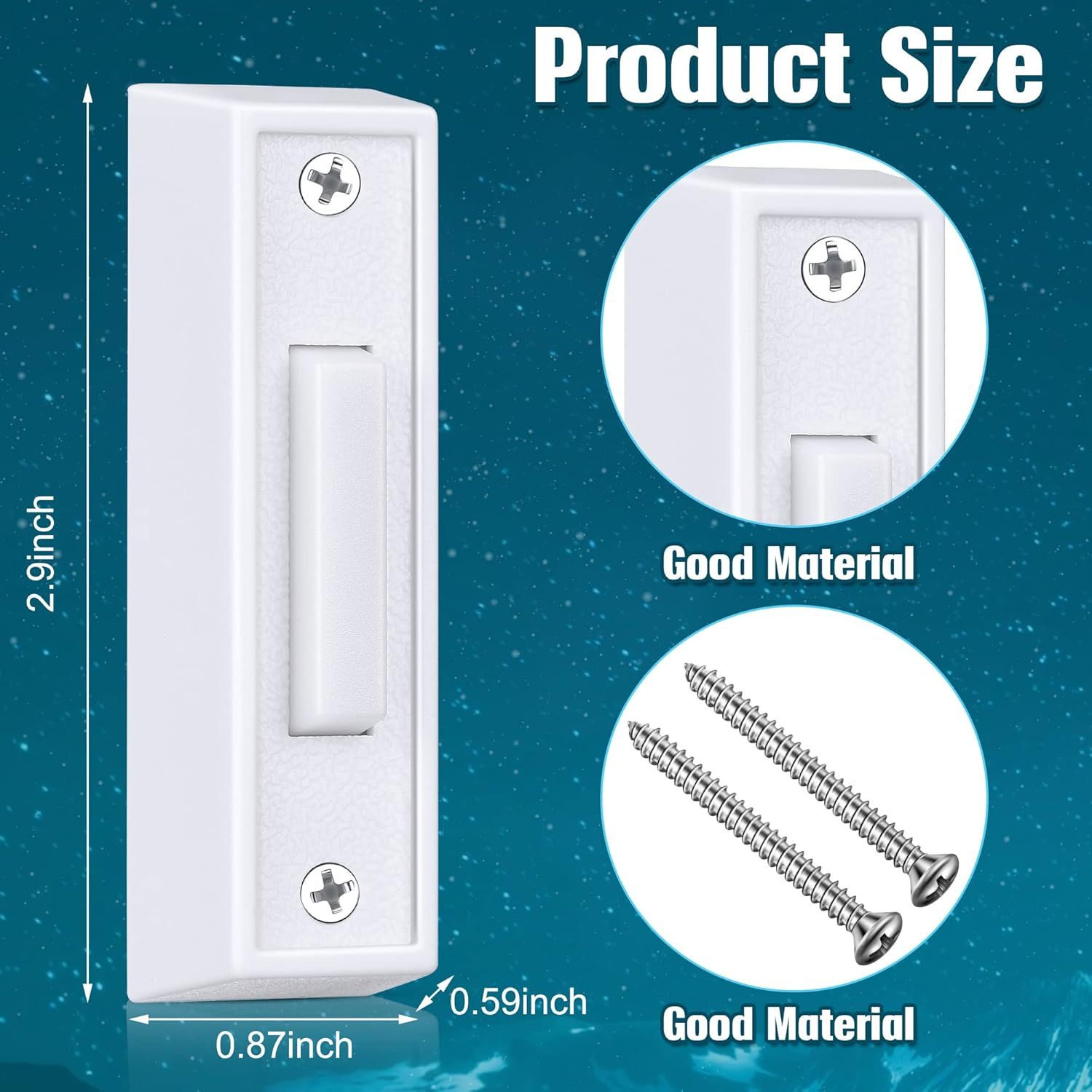 Communicates the exact physical dimensions of the product (2.9 x 0.87 x 0.59 inches) to help shoppers understand its size and ensure it fits their needs. Highlights multiple product benefits…
