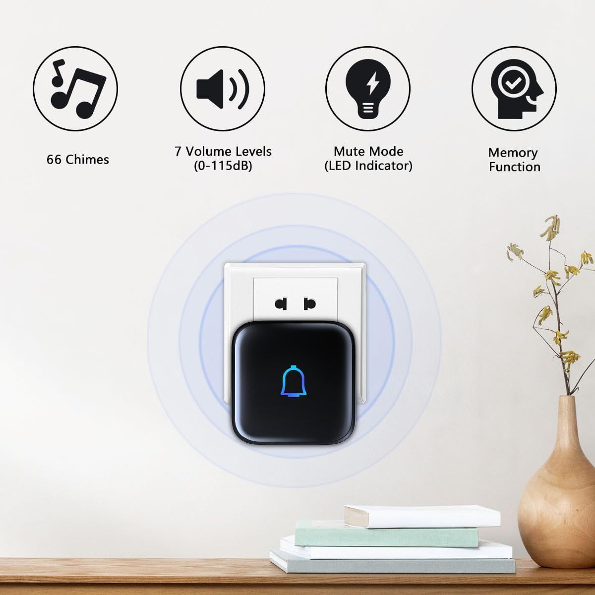 Communicates the doorbell's versatility and customization options, reassuring shoppers that it offers multiple chimes, adjustable volume, silent mode, and memory settings to suit different…