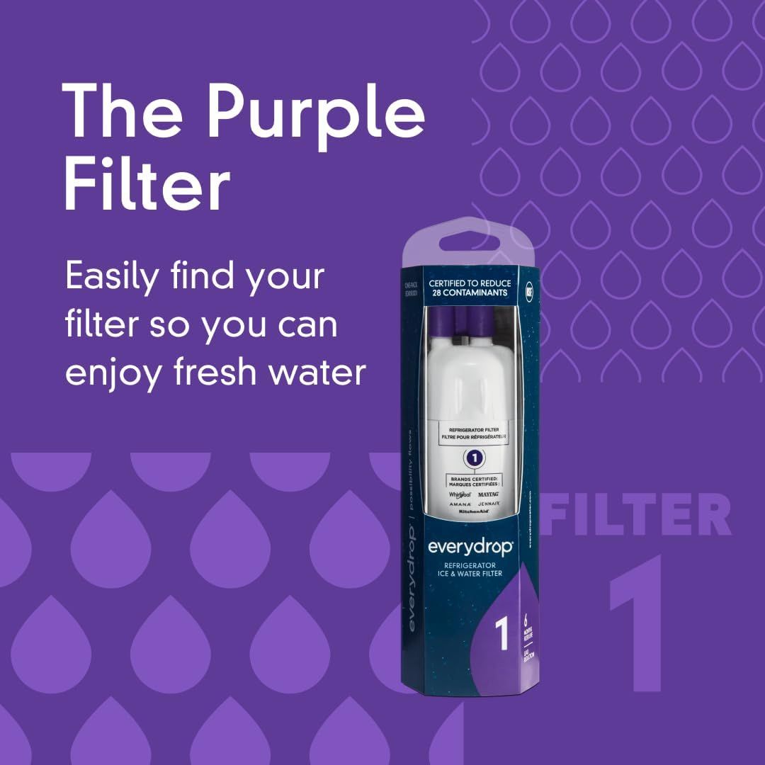 This image establishes brand identity and recognition by introducing 'The Purple Filter' as a distinctive product line, making it easy for shoppers to identify and remember the brand's refrigerator…