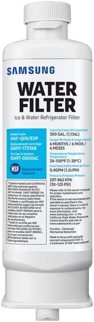 Provides a clean, catalog-style product image showing the Samsung water filter in full detail without distractions, allowing shoppers to see the product clearly.