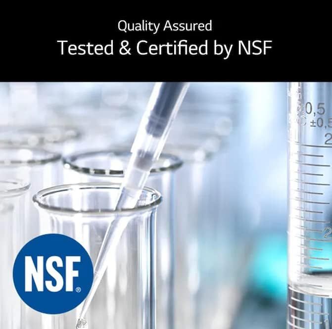 Reassures shoppers that the product has been independently tested and certified by NSF, establishing trust in its safety and quality standards.