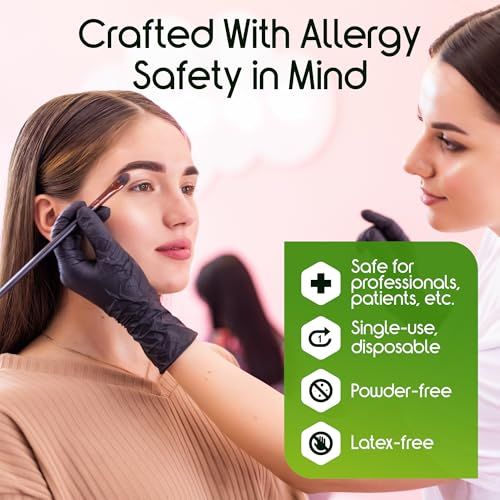 Communicates that the product is crafted with allergy safety in mind, highlighting multiple safety features (latex-free, powder-free, single-use disposable) to reassure professionals and patients…