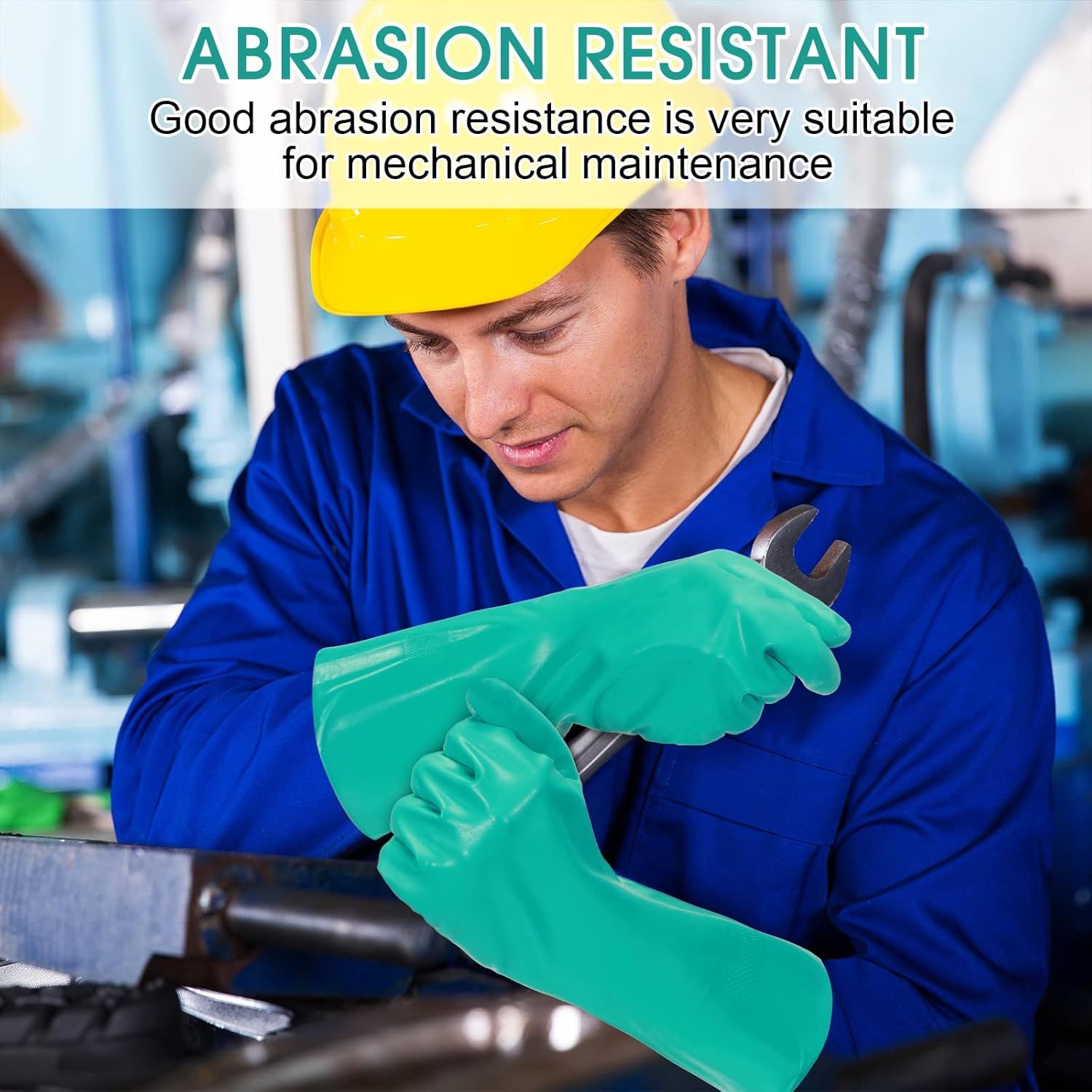 Communicates that the product (gloves) offers abrasion resistance, making them suitable for mechanical maintenance work and reassuring shoppers of their durability in demanding environments.
