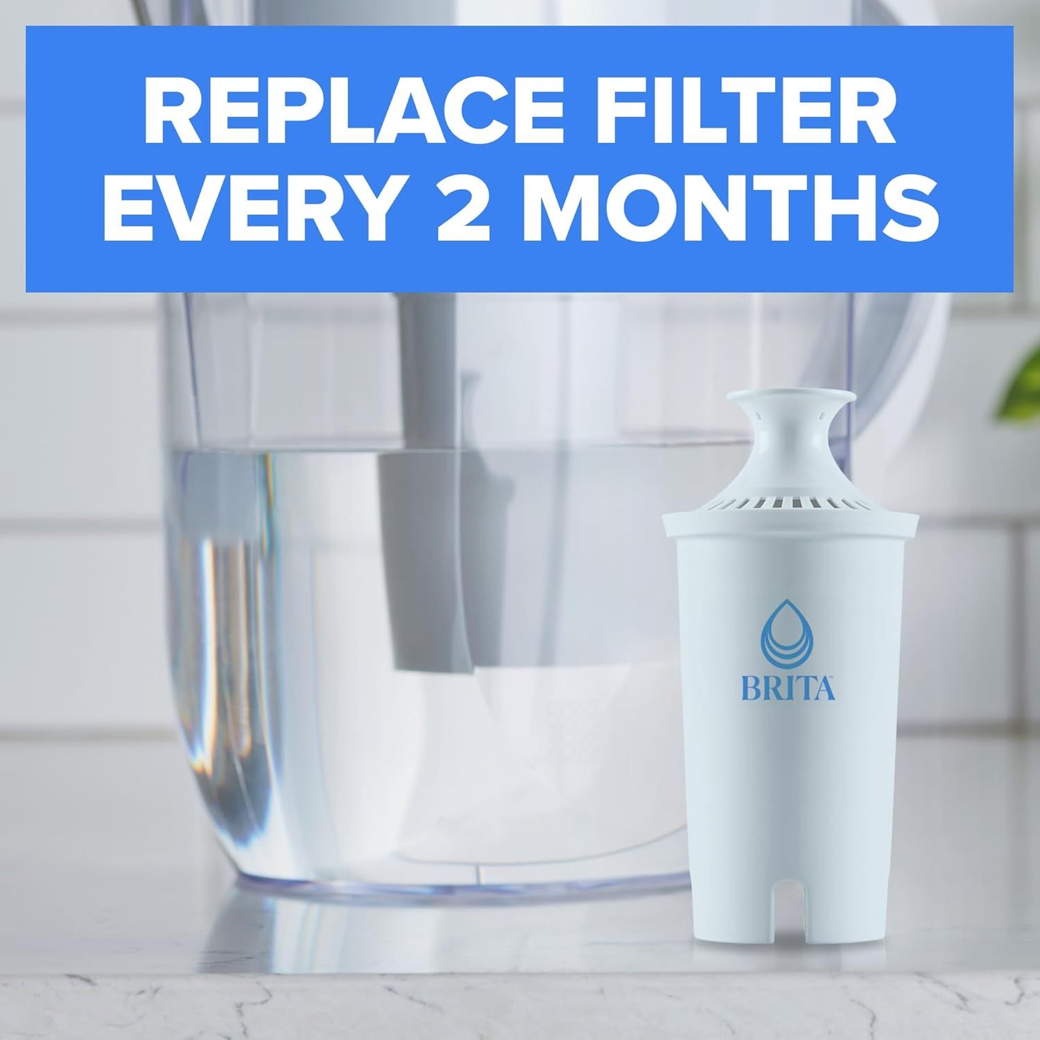 Instructs shoppers on the recommended maintenance schedule for the water filter, ensuring optimal performance and water quality by replacing the filter every 2 months.