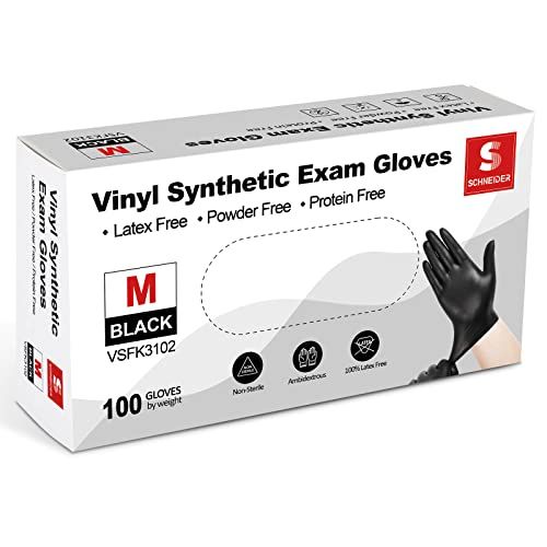 Communicates multiple key safety and comfort features of the gloves to reassure shoppers about allergen-free and clean usage.
