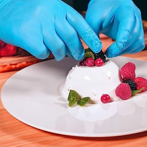 Demonstrates the product's use in professional food handling and culinary applications, showing it's suitable for safe, hygienic food preparation and presentation.