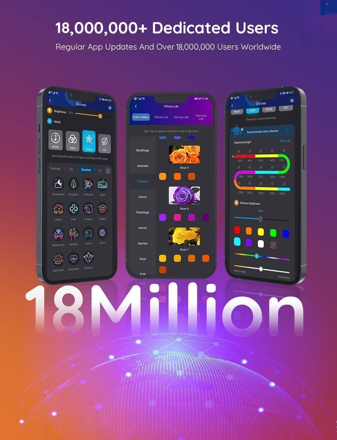 Communicates the app's massive user base and regular updates to build trust and social proof, reassuring shoppers that this is a popular and well-supported product. Showcases the app's interface and…