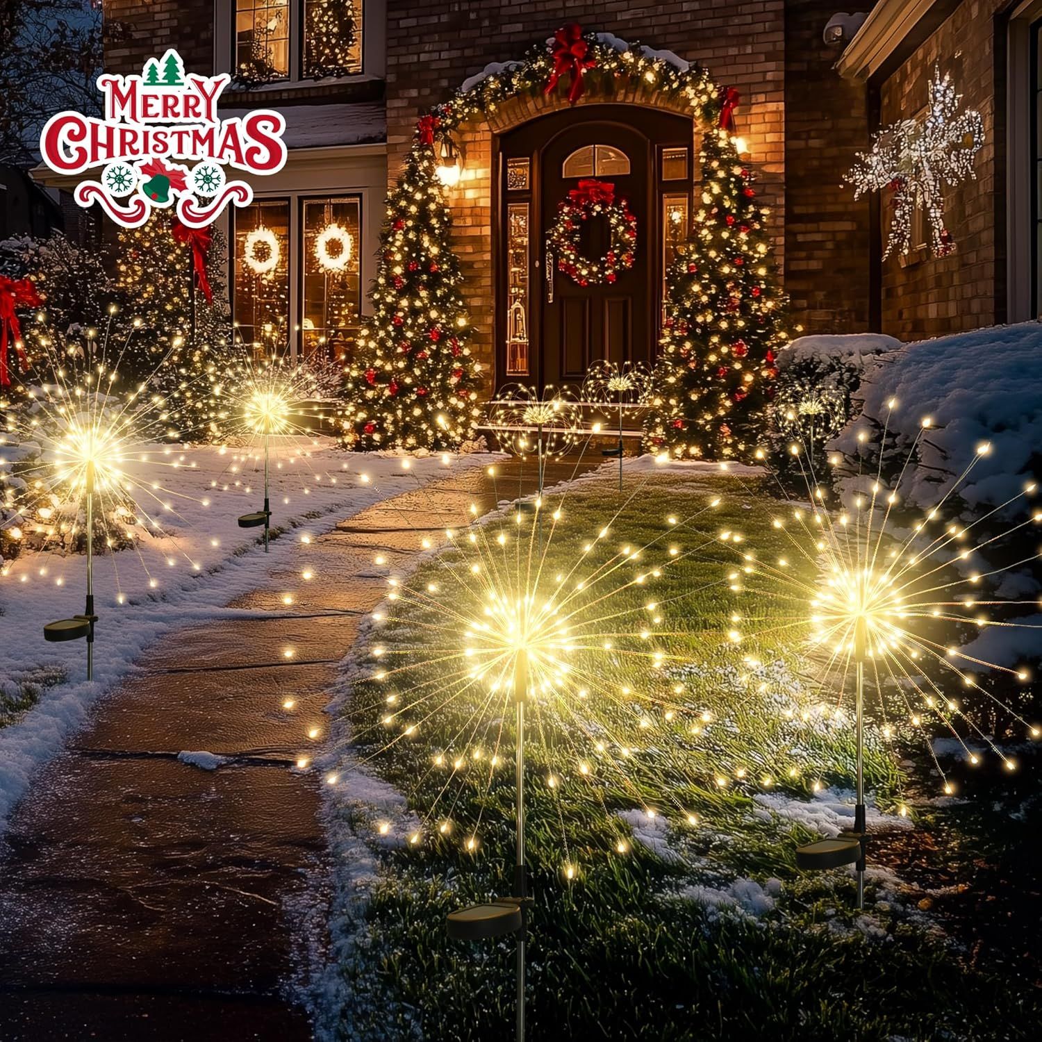 Positions the product as outdoor Christmas lighting decorations, creating a festive holiday atmosphere and appealing to shoppers looking for seasonal home decor.