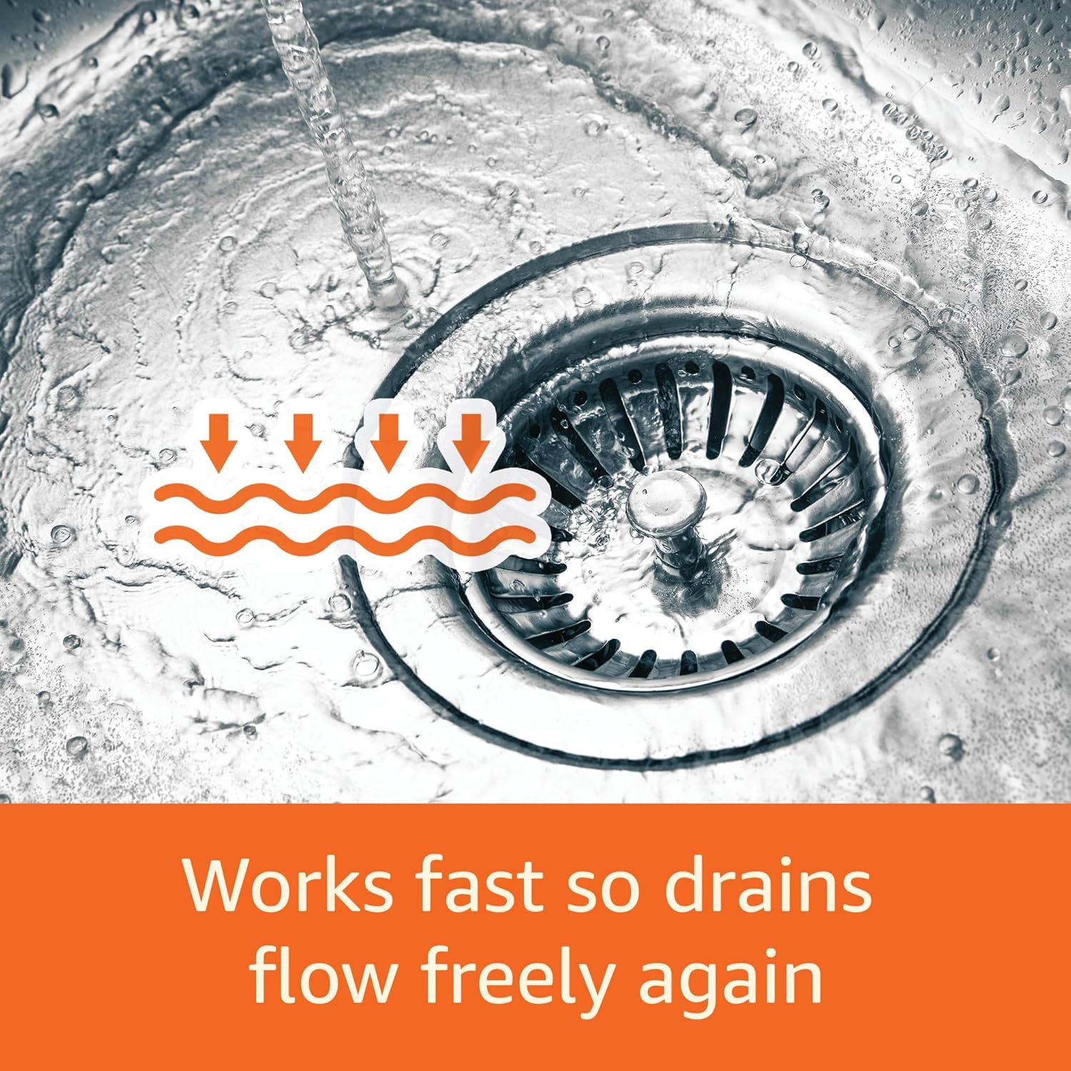 Communicates that the product works quickly to clear drains and restore water flow, reassuring shoppers of its effectiveness and speed.