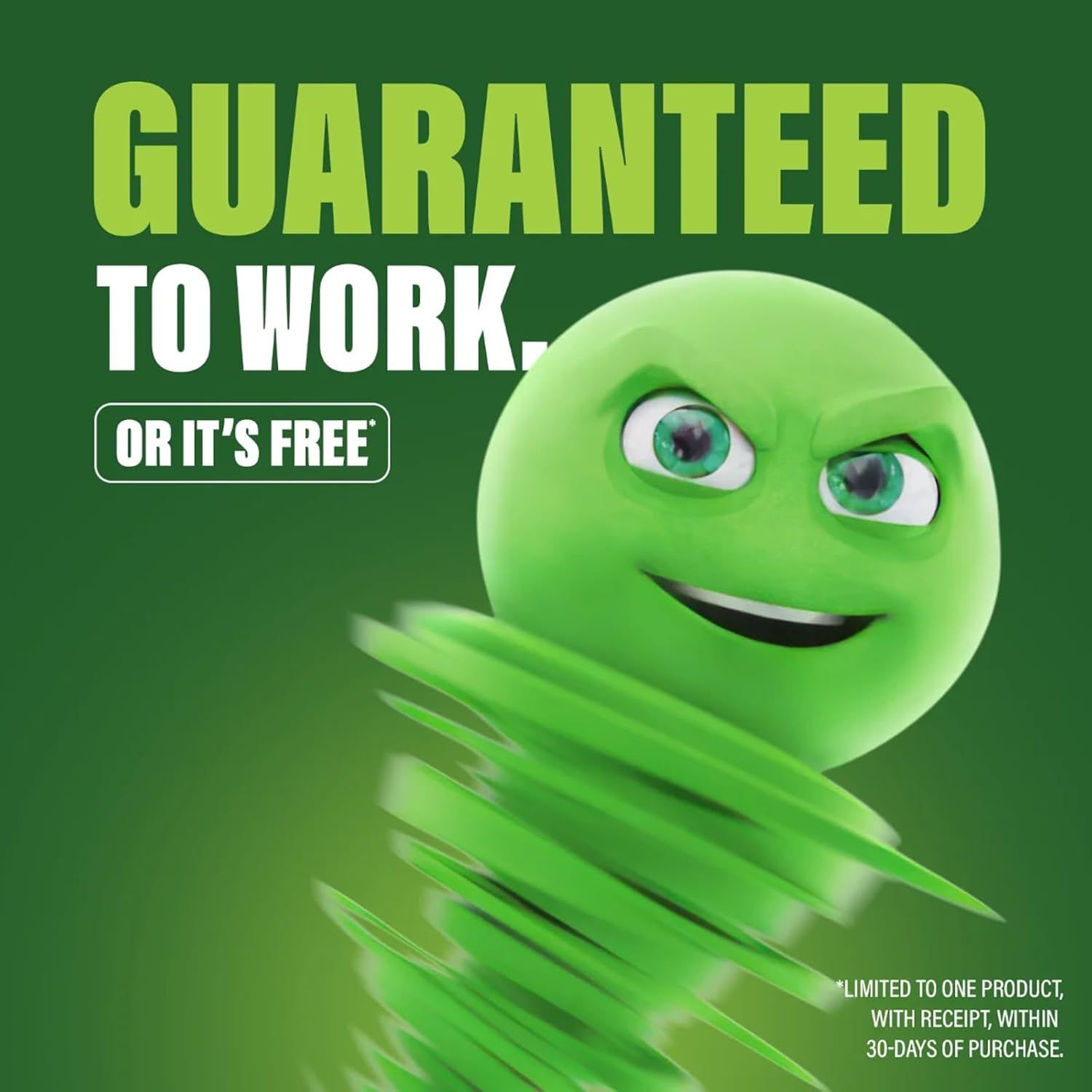Communicates a strong satisfaction guarantee to reduce purchase risk and build shopper confidence with a 'money-back if it doesn't work' promise.