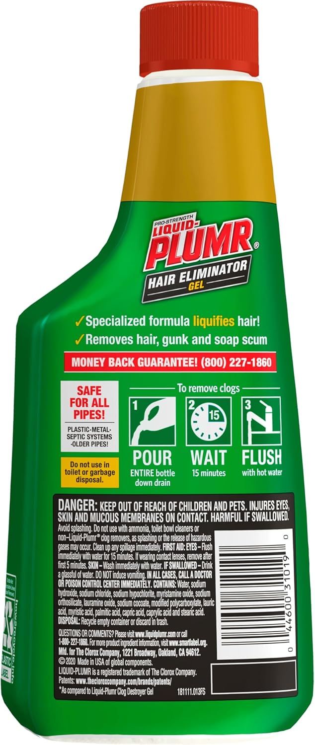 Provides clear step-by-step instructions showing shoppers exactly how to use the product: pour entire bottle, wait 15 minutes, then flush with hot water. Communicates multiple distinct product…