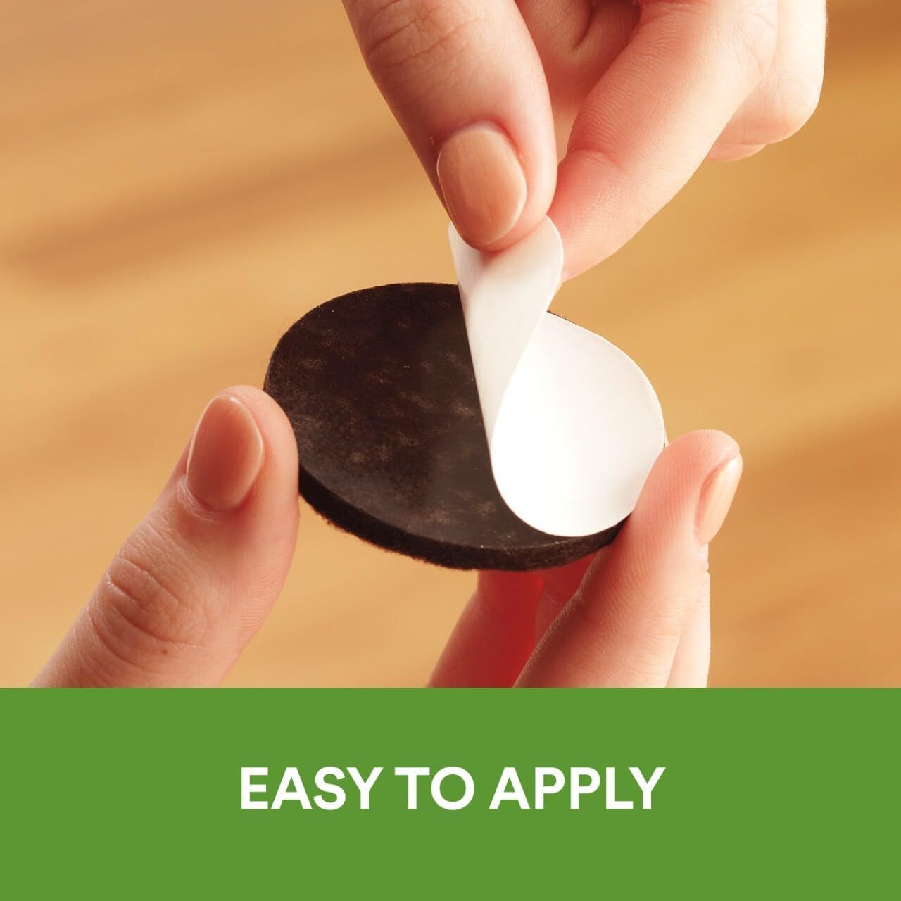 Demonstrates how simple it is to apply the product by showing a hand peeling off the backing, reassuring shoppers that installation or use requires minimal effort. Highlights the ease-of-use benefit…