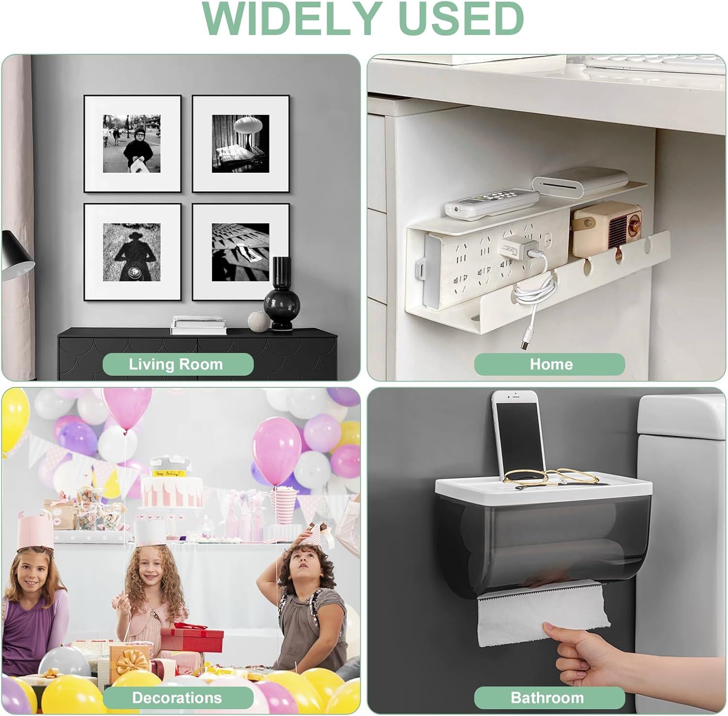 Demonstrates the product's versatility by showing it can be used in multiple environments and scenarios throughout the home, reassuring shoppers of its wide-ranging utility.