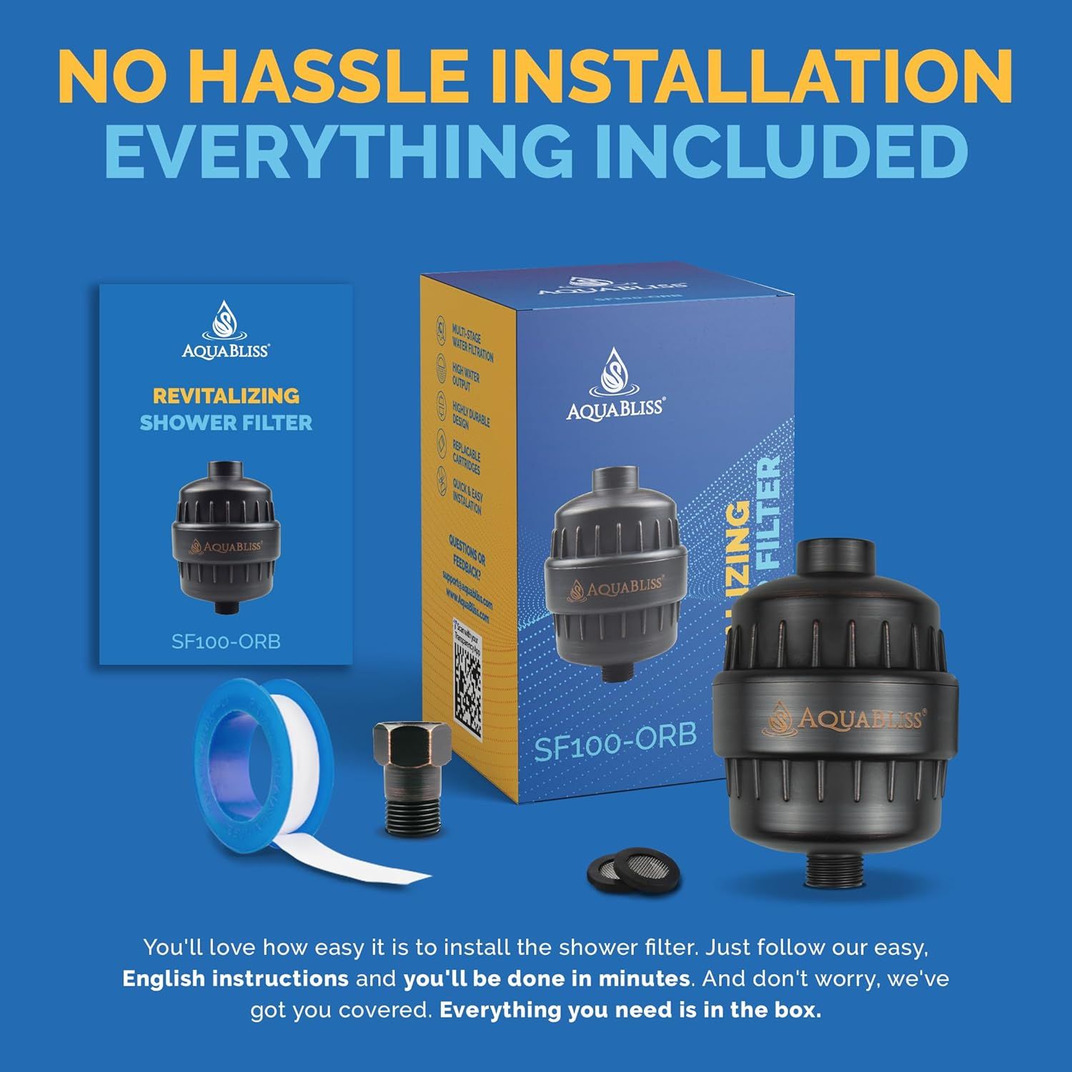 Reassures shoppers that everything needed for installation is included in the box, eliminating concerns about missing parts or additional purchases. Emphasizes the hassle-free installation process…