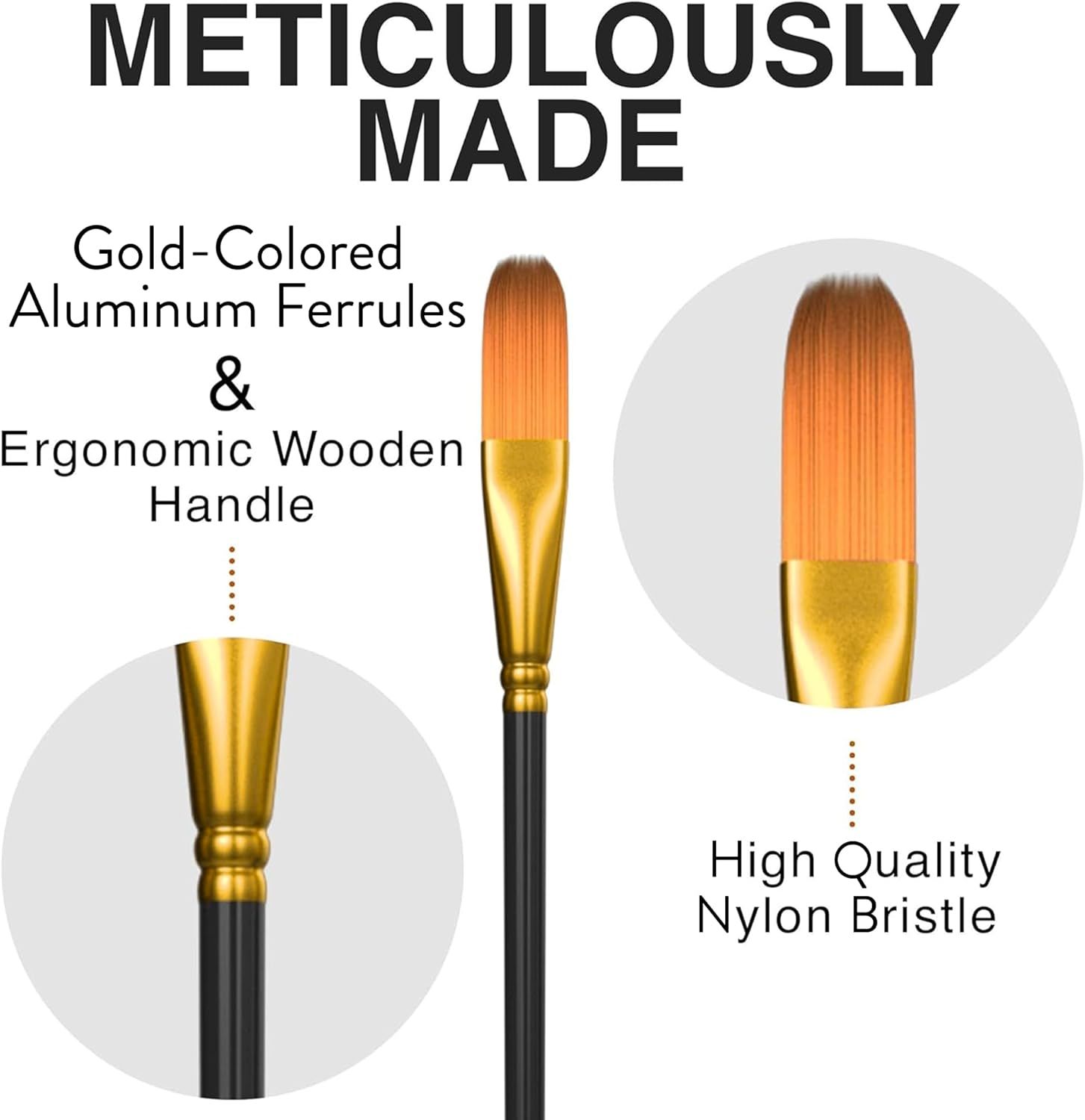 Breaks down the physical components of the brush to highlight premium materials and craftsmanship, reassuring shoppers of the product's quality construction.