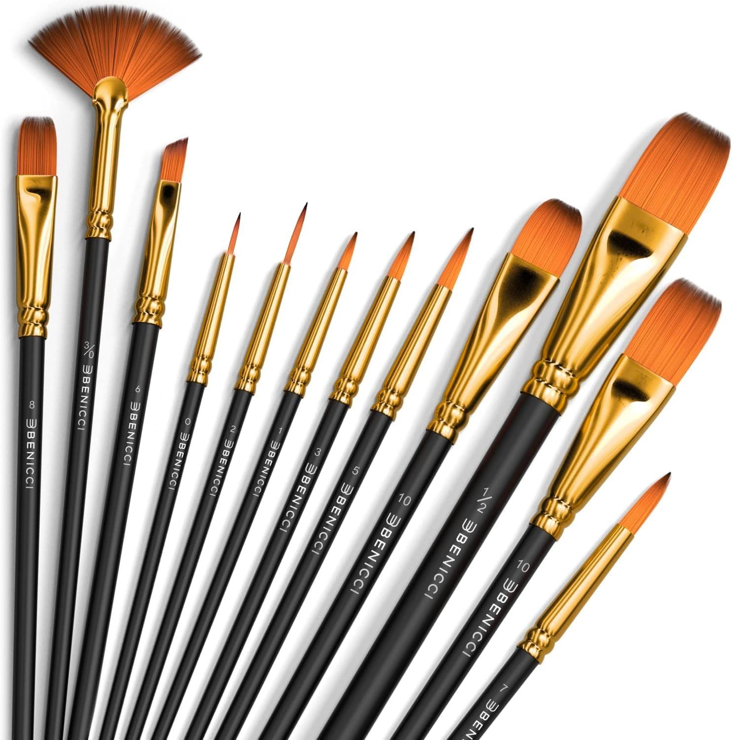 Shows the complete set of brushes included in the purchase, displaying the variety of brush types and sizes available to reassure shoppers of the comprehensive kit they will receive.