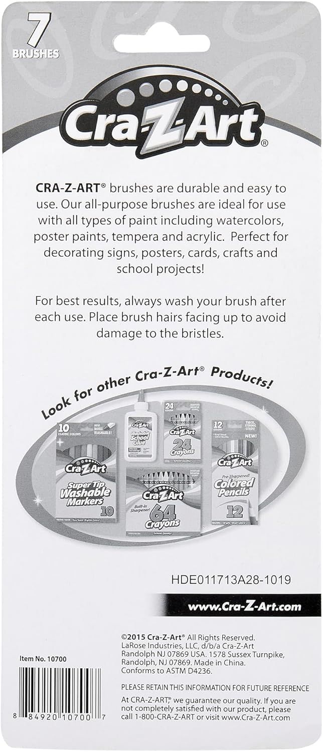 Showcases the Cra-Z-Art brand's product line and promotes cross-selling by displaying related art supplies (markers, crayons, glue, pencils) available from the same brand.