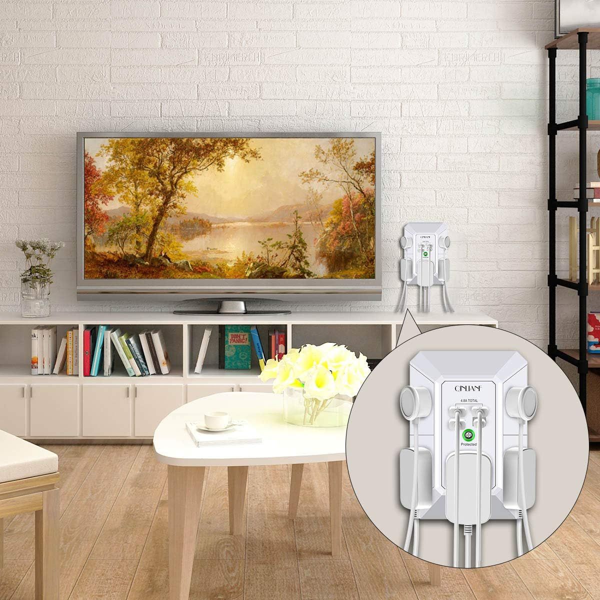 Shows the physical components and mounting structure of the TV wall mount to help shoppers understand how the product is constructed and how it attaches to the TV. Demonstrates the product installed…