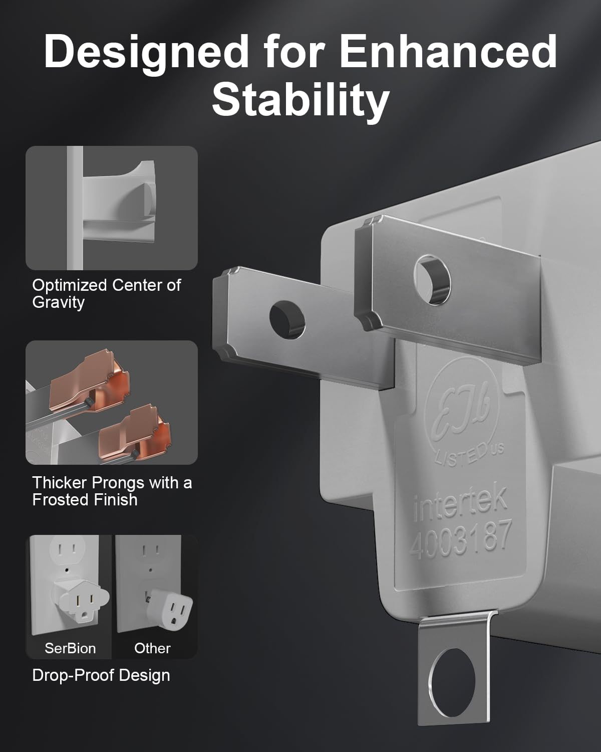 This image breaks down the physical design features of the product that contribute to enhanced stability, showing shoppers the specific engineering elements that make it more secure and durable than…