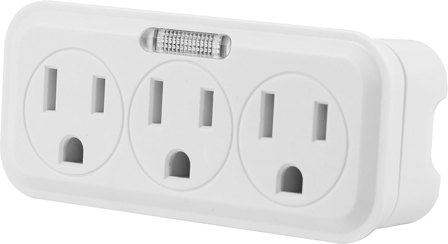 Provides a clear, unobstructed view of the 3-outlet adapter with indicator light on a neutral background for catalog presentation.