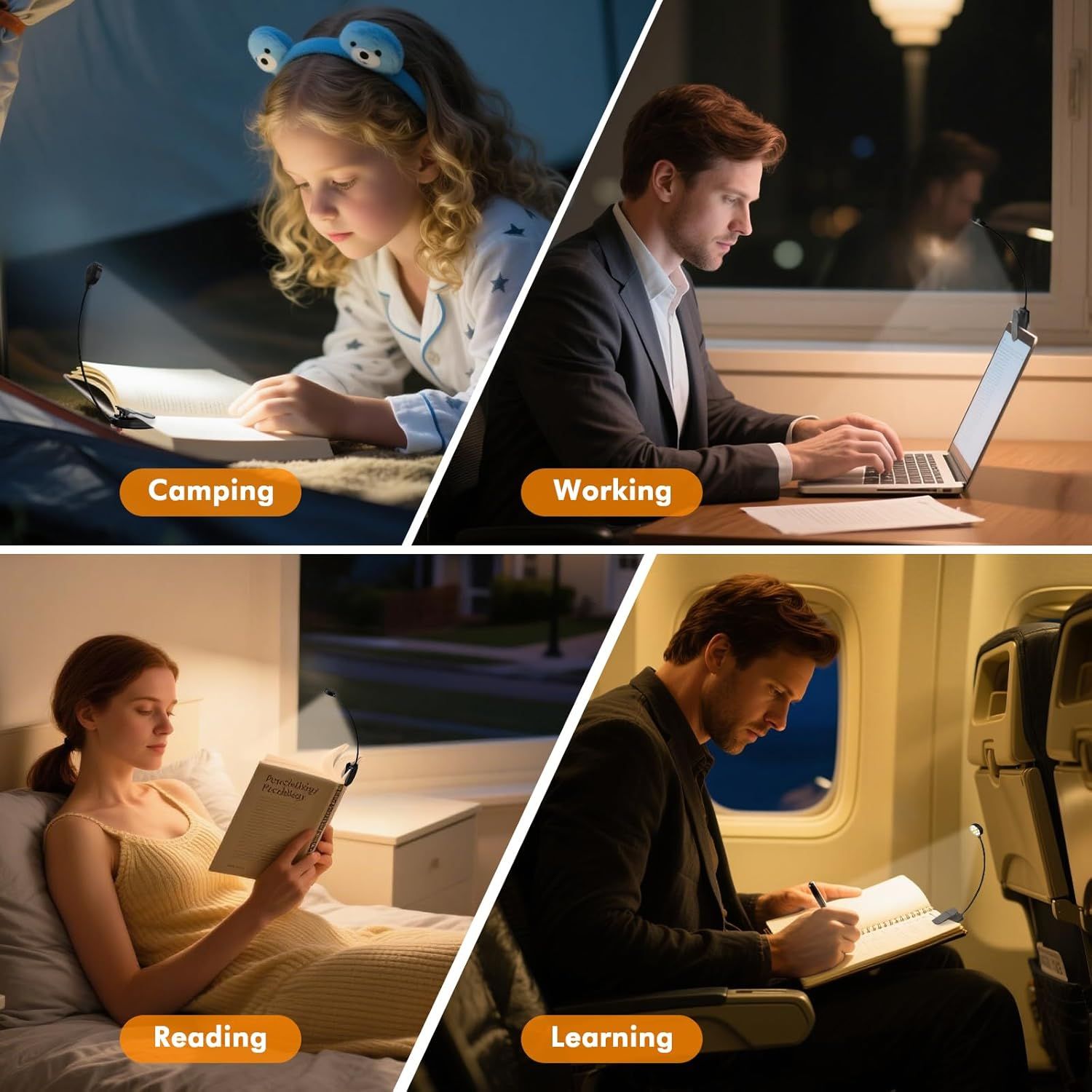 Demonstrates the product's versatility across multiple real-world scenarios and environments, showing it can be used by different people in different settings.