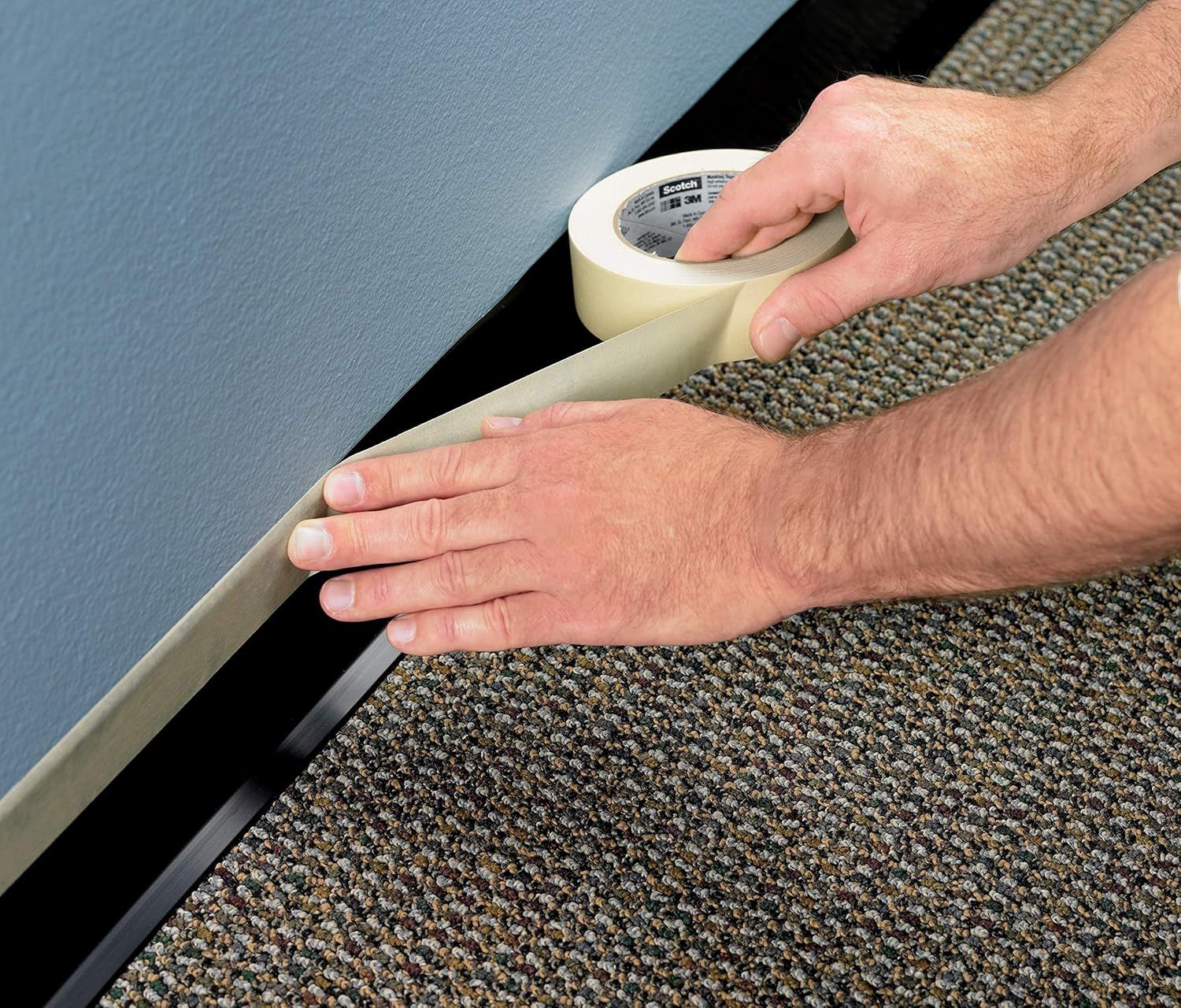 Demonstrates how to apply the masking tape product along a baseboard or edge, showing shoppers the ease of use and proper application technique. Highlights the simplicity and ease of applying the…