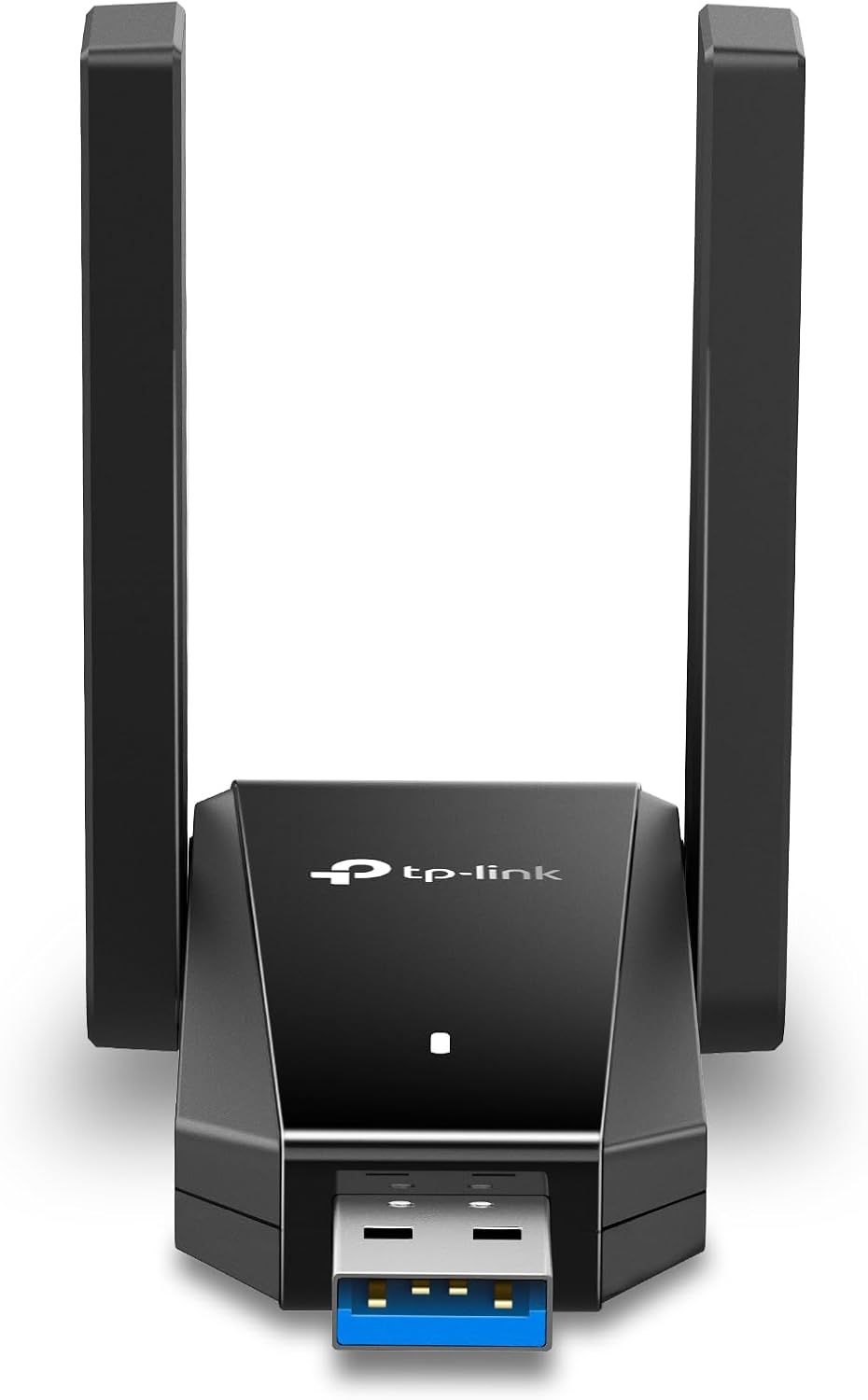 Provides a clean, catalog-style view of the TP-Link wireless adapter with its dual antennas and USB connector, allowing shoppers to see the product design and physical form factor clearly.