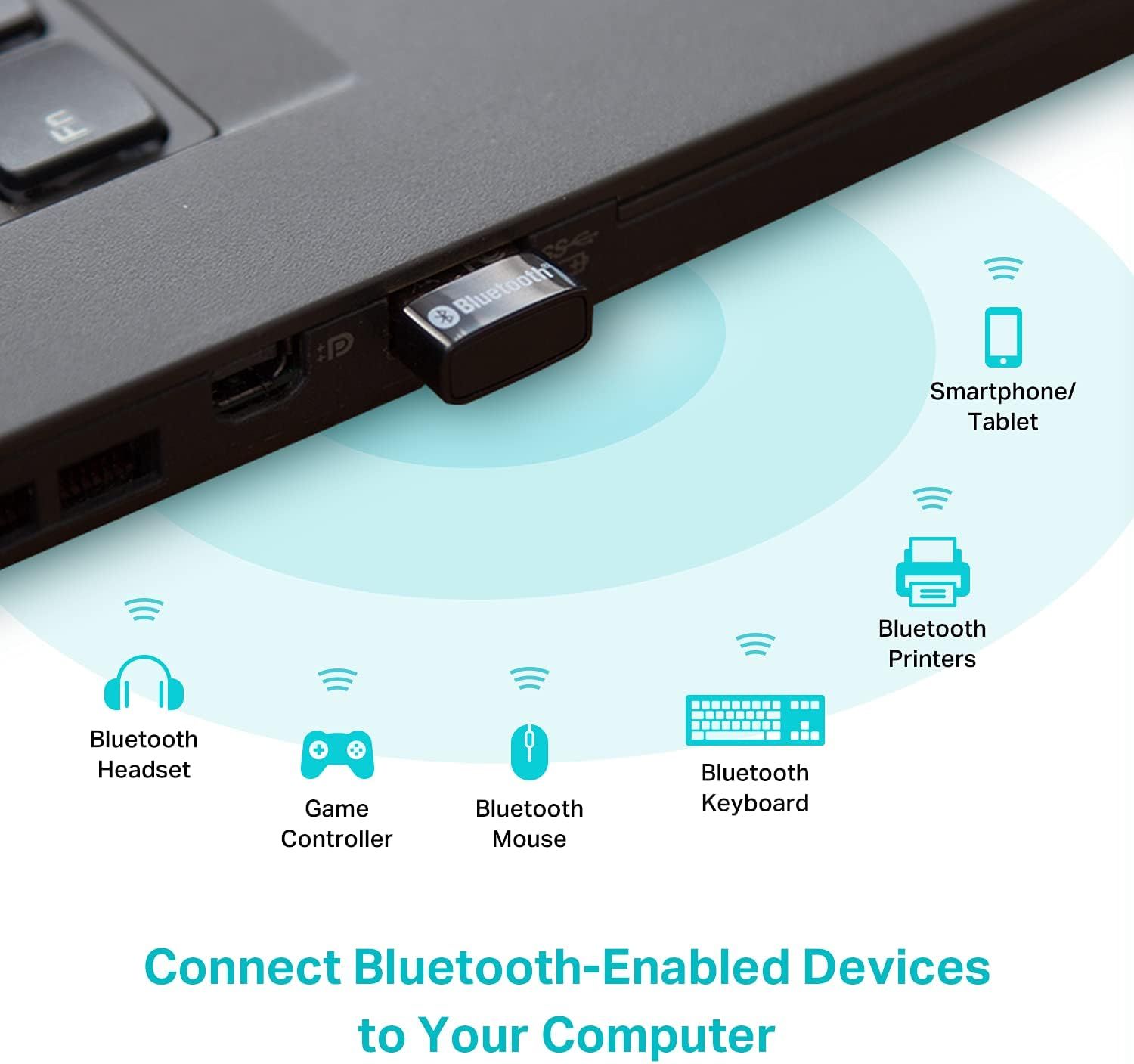 Demonstrates the multiple types of Bluetooth-enabled devices that can connect to the computer via the Bluetooth adapter, showing versatility and broad compatibility.