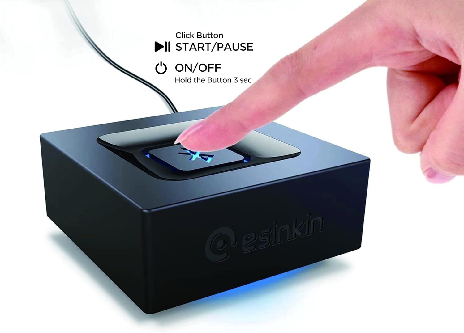 Instructs the shopper on how to operate the device using the click button, explaining the start/pause and on/off functions to ensure ease of use. Highlights the product's user-friendly single-button…