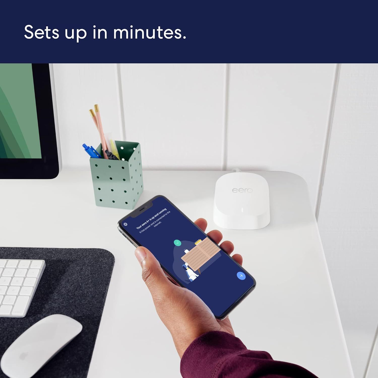 Demonstrates that the product can be set up quickly and easily in just minutes using a smartphone app, reassuring shoppers about the simplicity of installation. Highlights the key benefit of fast,…