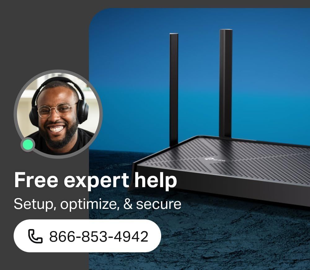 Reassures shoppers that free expert help is available to assist with setup, optimization, and security of the router, reducing purchase anxiety and emphasizing customer support as a value-add.