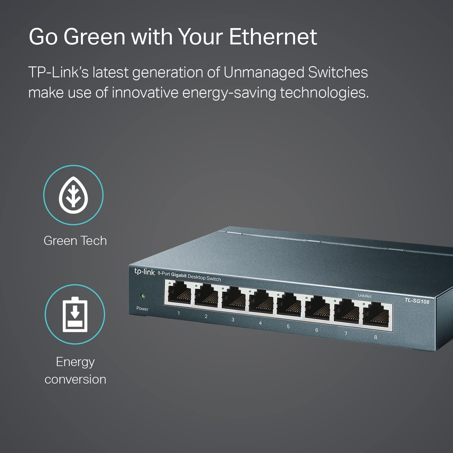 Communicates the product's environmental responsibility and energy efficiency features, reassuring eco-conscious shoppers that the Ethernet switch uses innovative energy-saving technologies.…