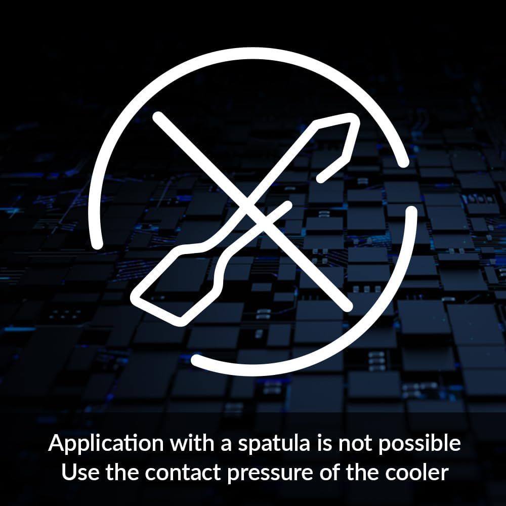 Instructs the user on the correct application method for the product, specifically that it should be applied using contact pressure from the cooler itself rather than with a spatula. Communicates…