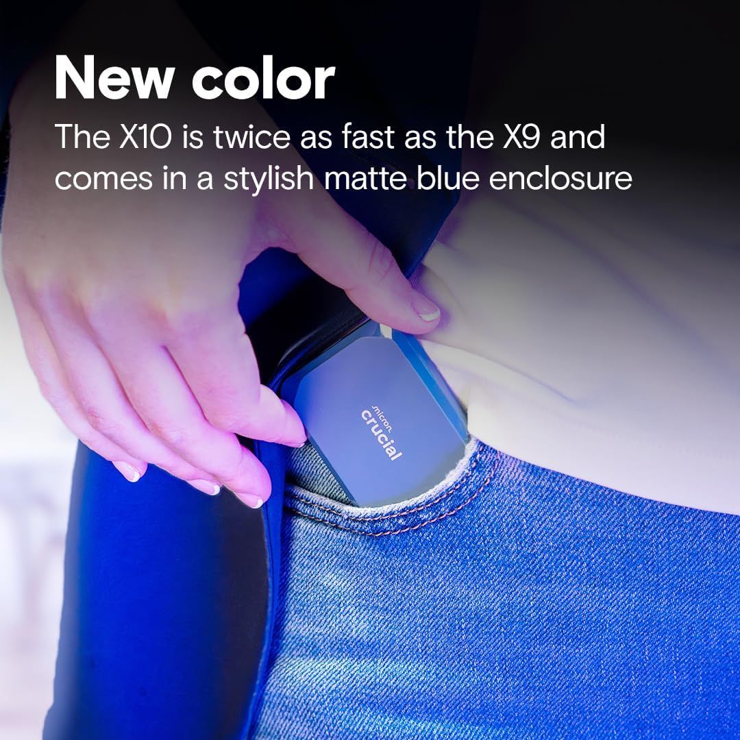 Introduces a new color variant (matte blue) of the X10 model while positioning it within the brand's product lineup by comparing it to the X9 model. Communicates a quantifiable performance claim…