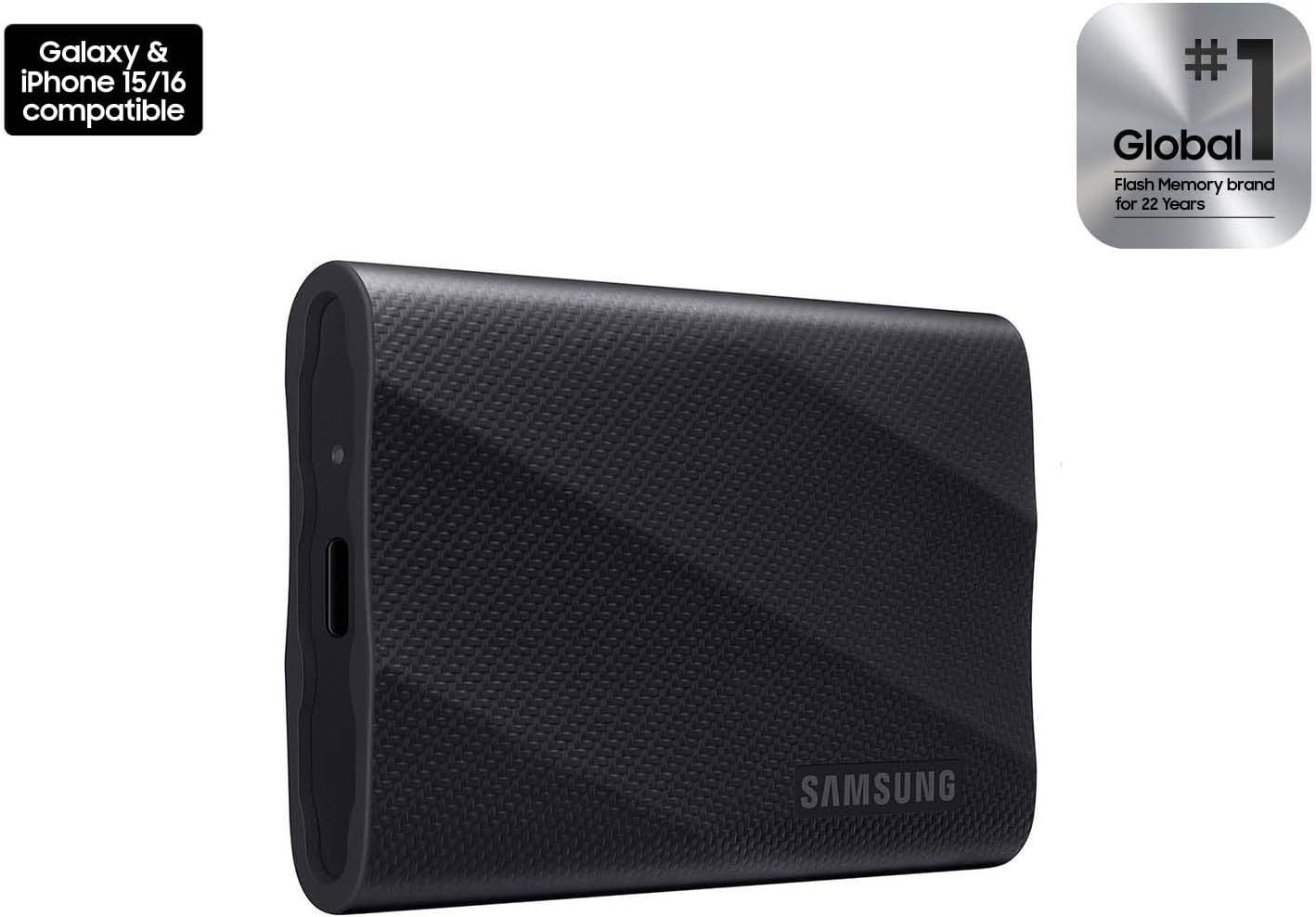 Communicates that the product is compatible with Galaxy and iPhone 15/16 devices, reassuring shoppers about device compatibility before purchase. Highlights the brand's credibility and market…