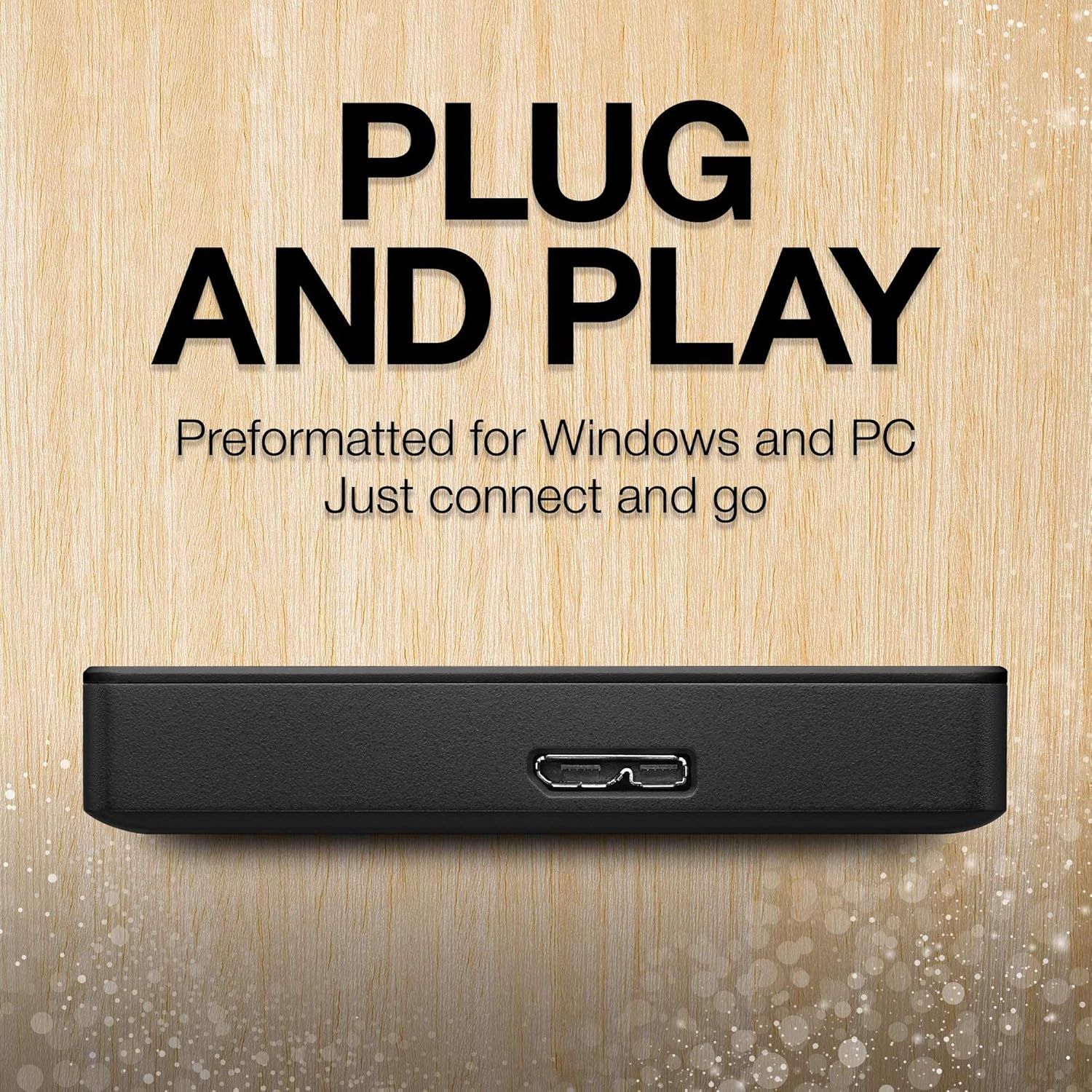 Communicates that the product is preformatted and requires no complex installation—just connect it to a Windows PC and start using it immediately, emphasizing ease of use and convenience. Highlights…