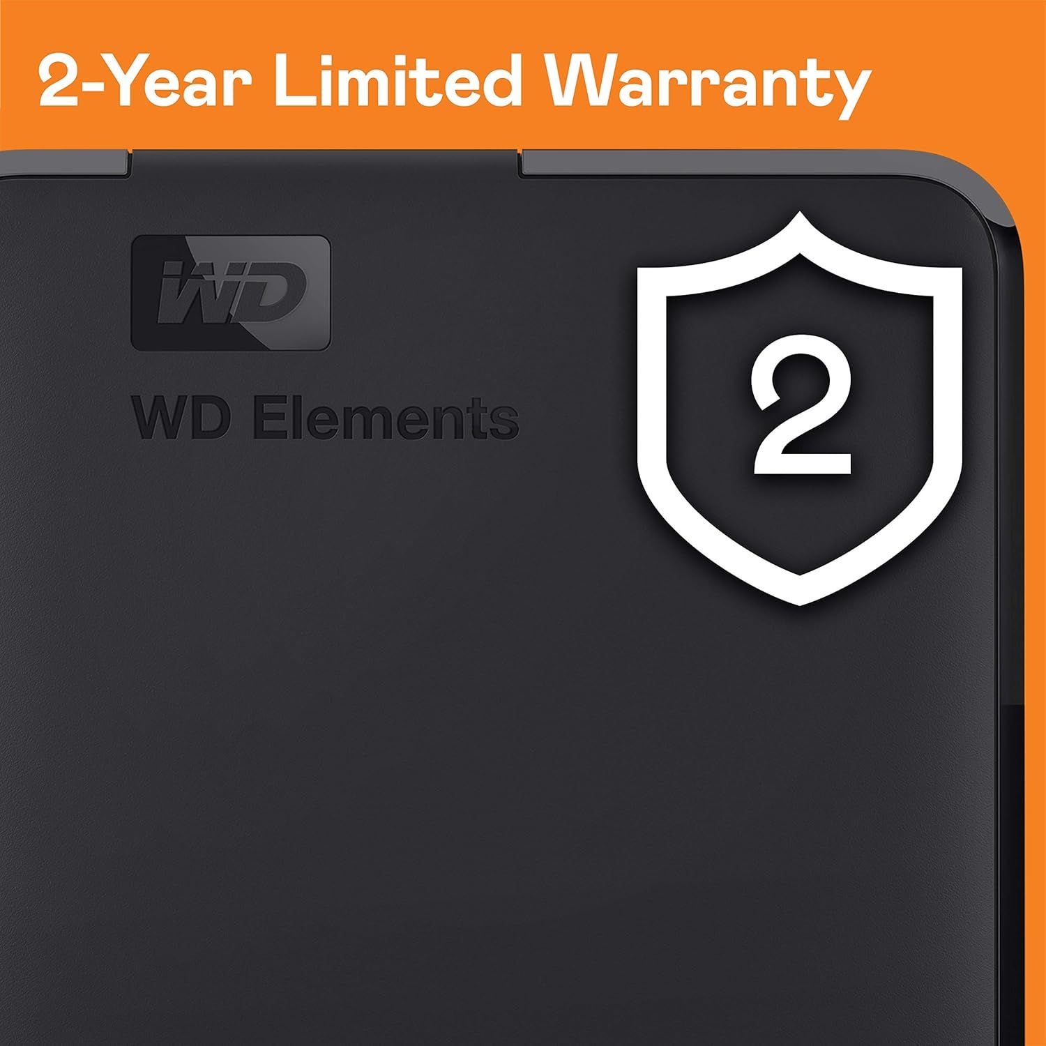 Reassures shoppers that the WD Elements product is backed by a 2-year limited warranty, providing peace of mind about product reliability and manufacturer support.