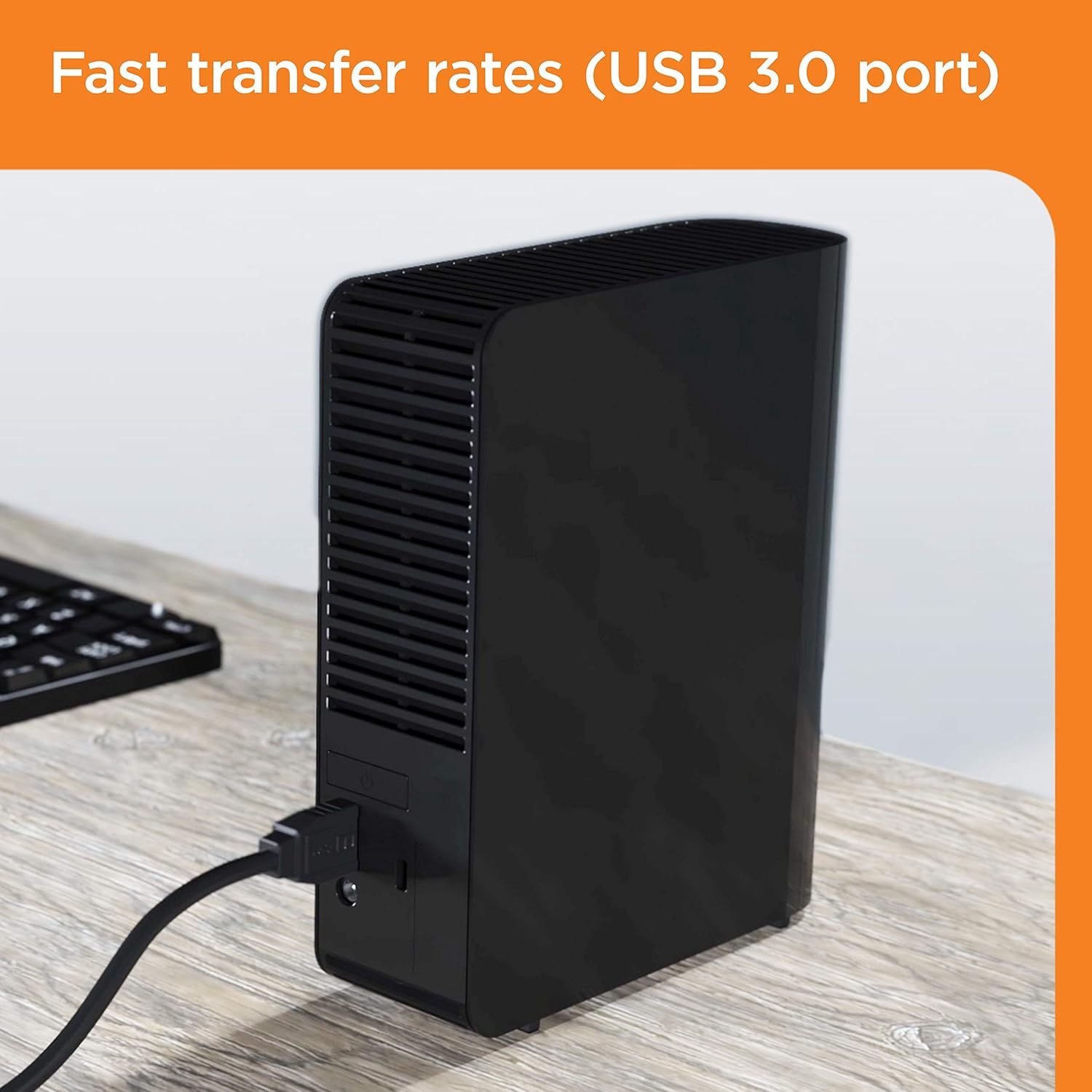 Communicates that the product features USB 3.0 connectivity for fast data transfer speeds, reassuring shoppers about performance and efficiency.