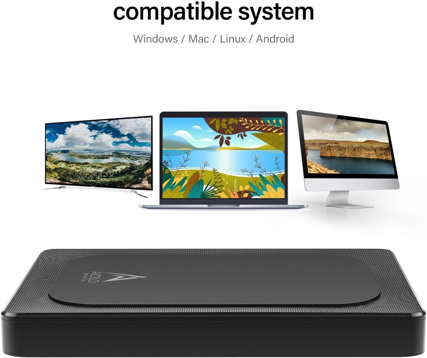 Demonstrates that the product works across multiple operating systems and devices (Windows, Mac, Linux, Android) to reassure shoppers of its versatility and broad compatibility.