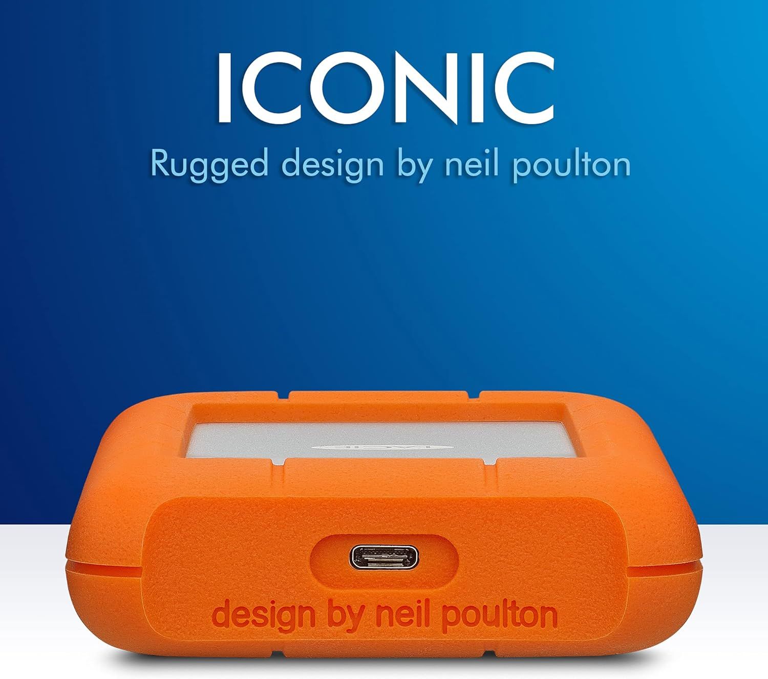 Communicates the brand's design pedigree and collaboration with designer Neil Poulton, positioning the product as iconic and premium through designer branding.