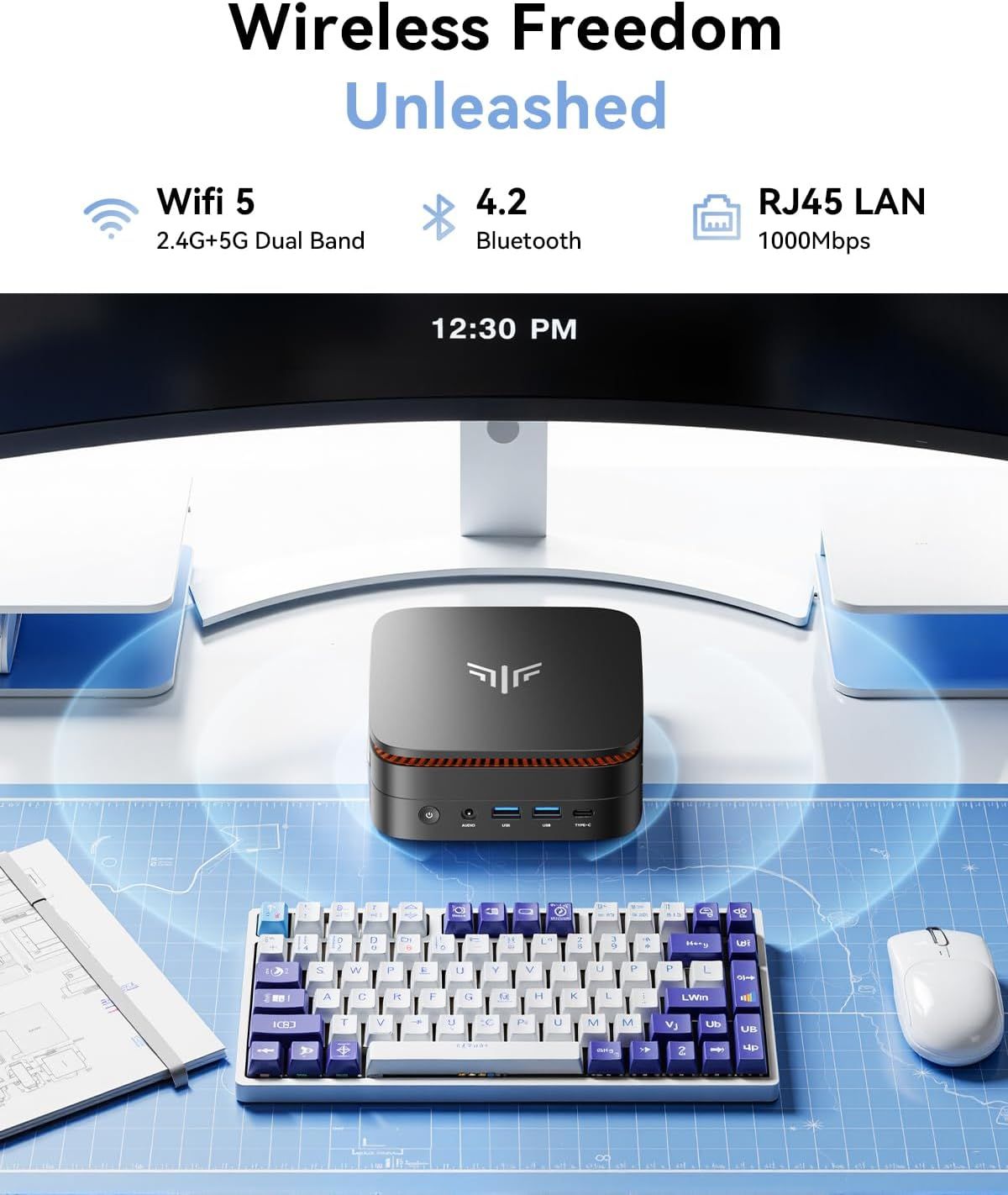 Communicates the product's comprehensive wireless connectivity options and high-speed wired networking capability to reassure shoppers of versatile, reliable connectivity for multiple devices and…